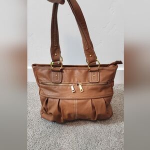 Merona Tan Shoulder Bag with Gold Accents